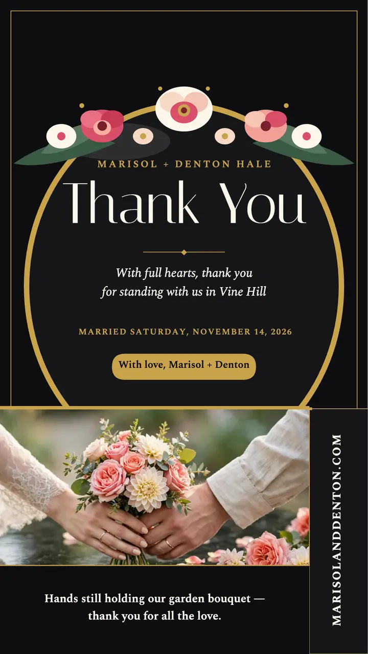 Lacquer tray wedding thanks story: wedding thank you story template