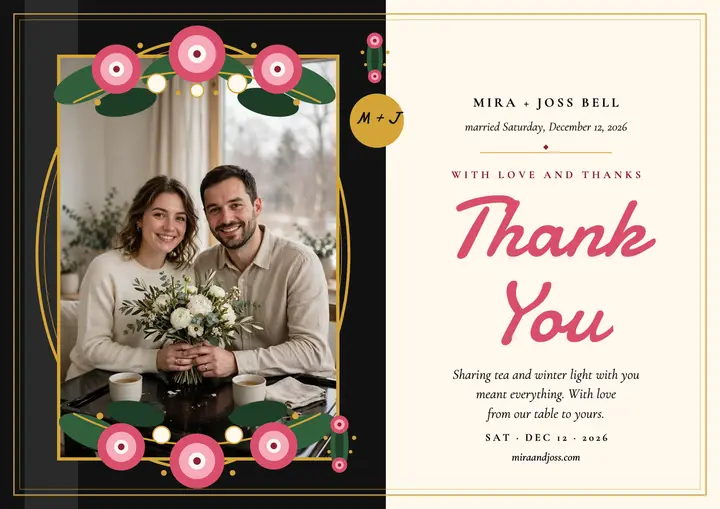 Mira and Joss winter thank you certificate template