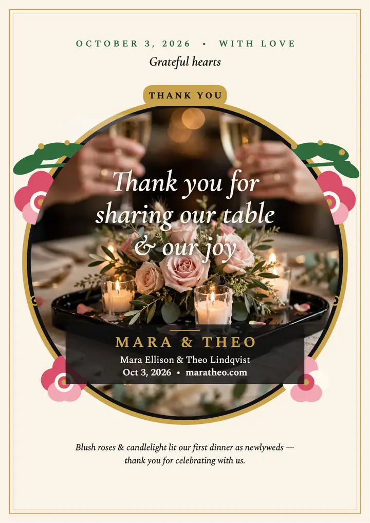 Lacquer tray wedding thank you template