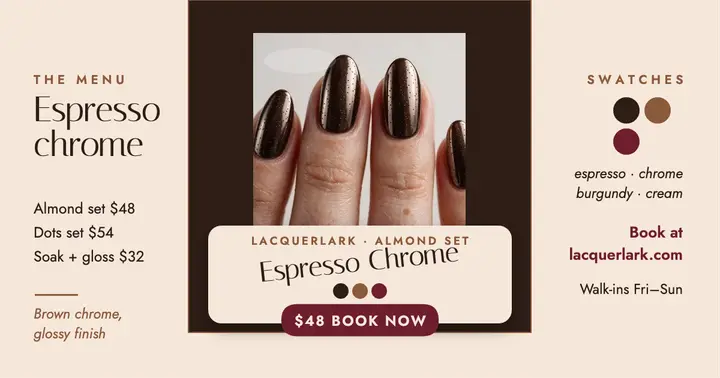 Lacquerlark espresso chrome manicure post template