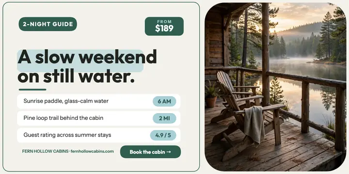Fern Hollow lake cabin weekend guide post template