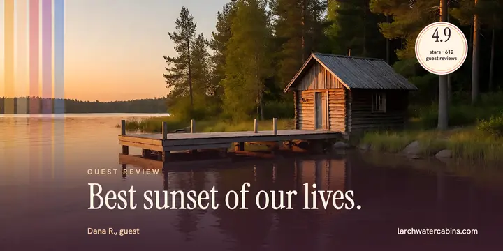 Larchwater Cabins guest review prism post template