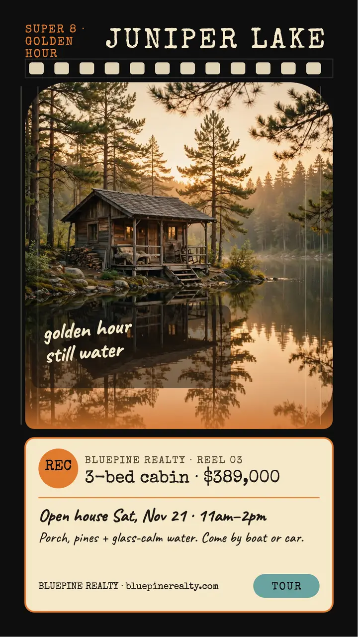 Juniper Lake cabin Super 8 story template