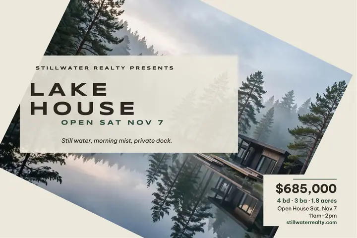 Stillwater lake house postcard template