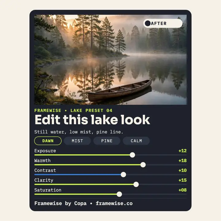Framewise lake edit recipe square template