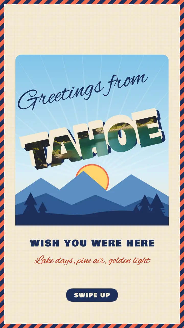 Greetings from Tahoe postcard story template