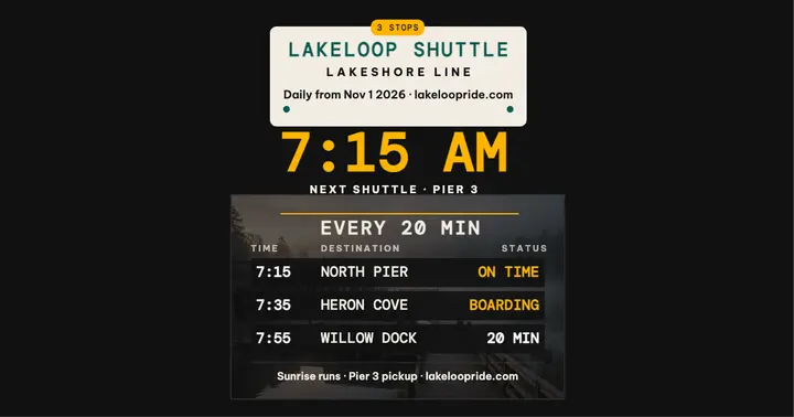 Lakeloop Shuttle departure board post template