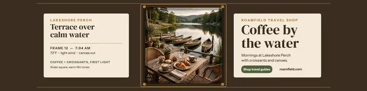 Lakeshore cafe viewfinder banner, Roamfield template