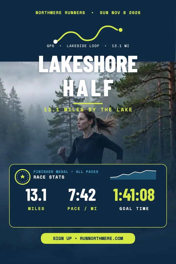 Lakeshore Half marathon poster: half marathon poster template