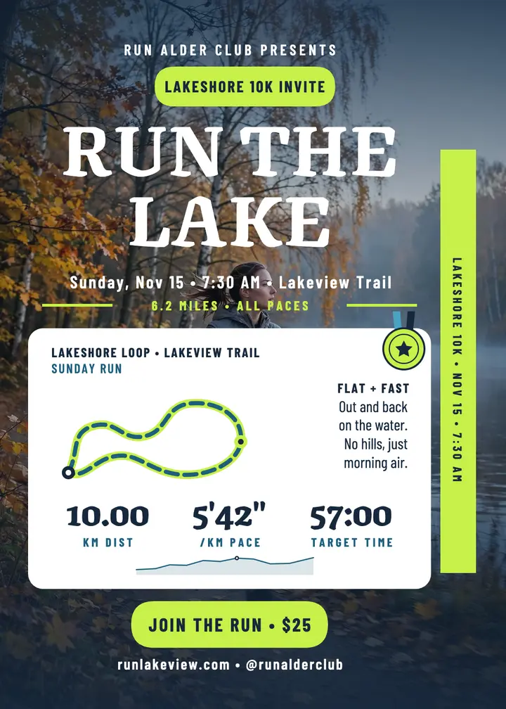 Lakeshore 10K race day invitation template