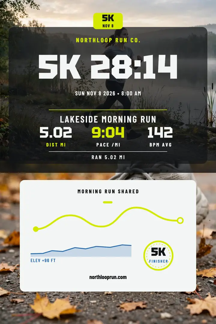 Harborline 5K lakeside stats poster template
