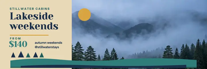 Stillwater Cabins lakeside papercut header template