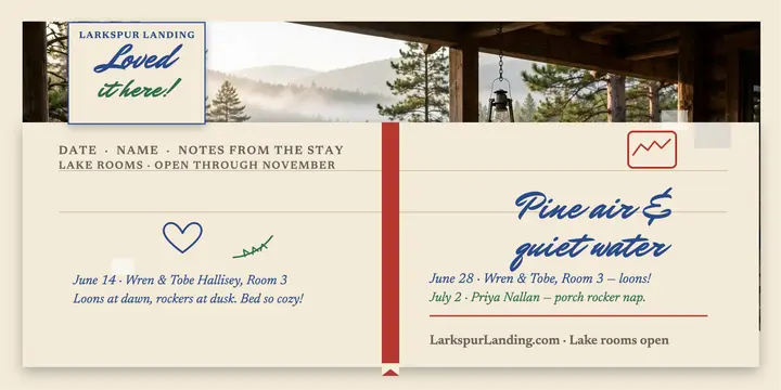 Larkspur Landing guestbook post template