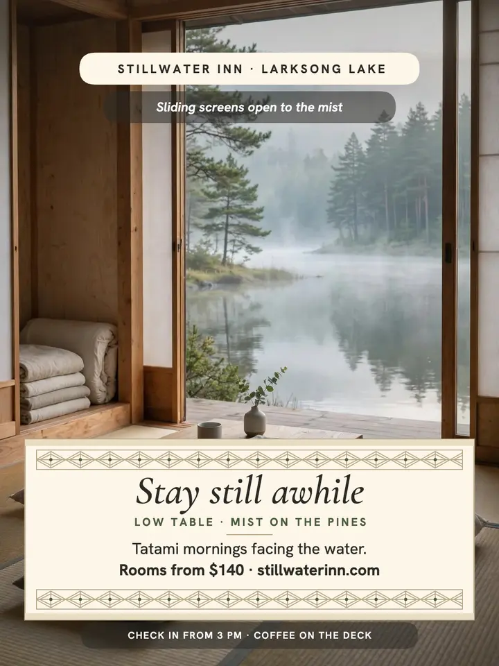 Stillwater Inn lakeside stay kumiko post template