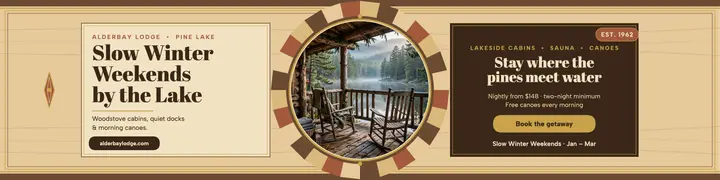 Alderbay Lodge lakeside getaway banner template