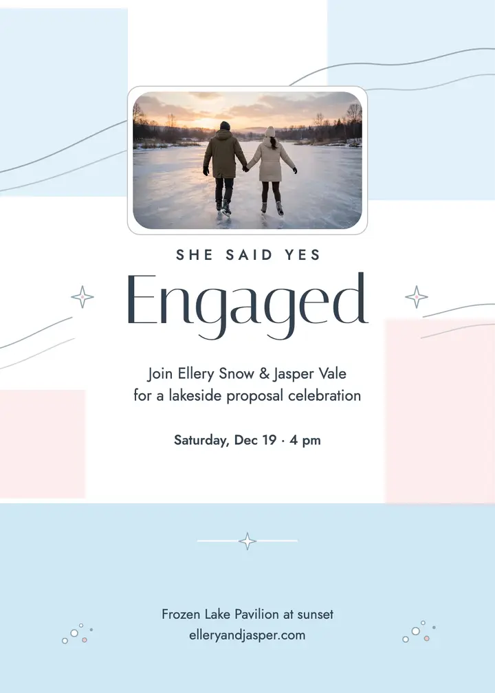 Ellery and Jasper lakeside proposal invite: proposal party invitation template