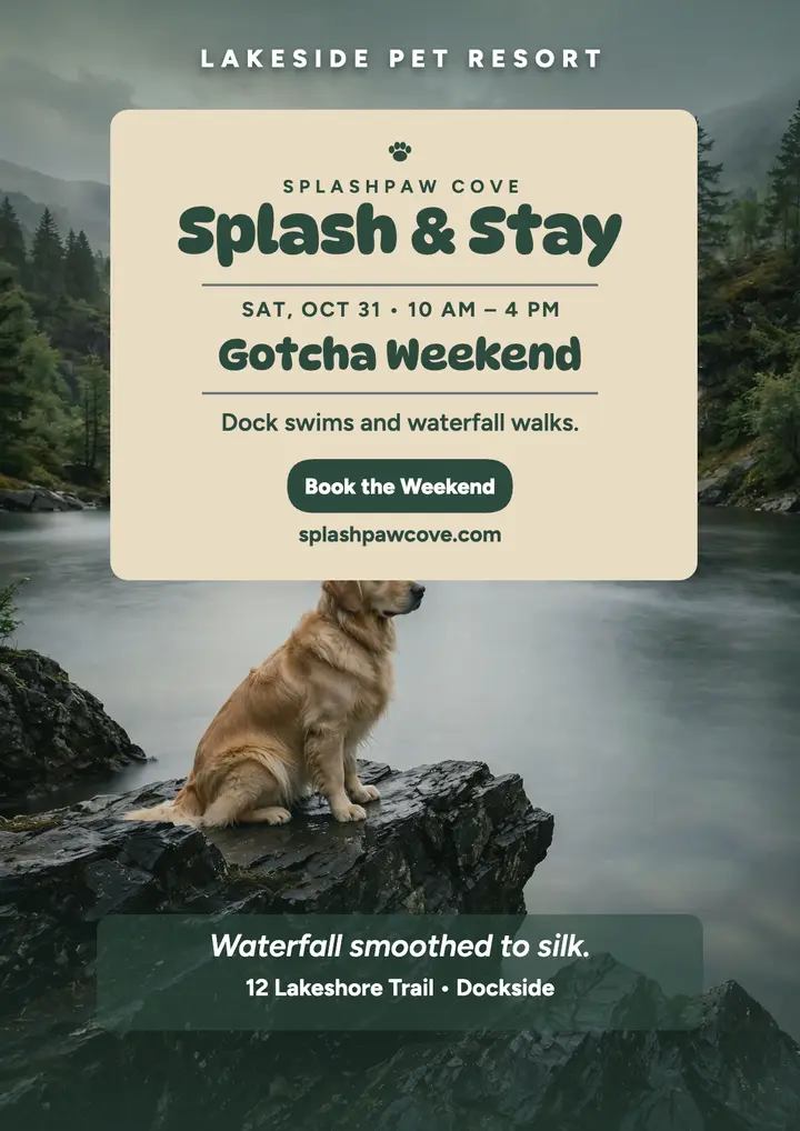 Splashpaw Cove lakeside weekend flyer template