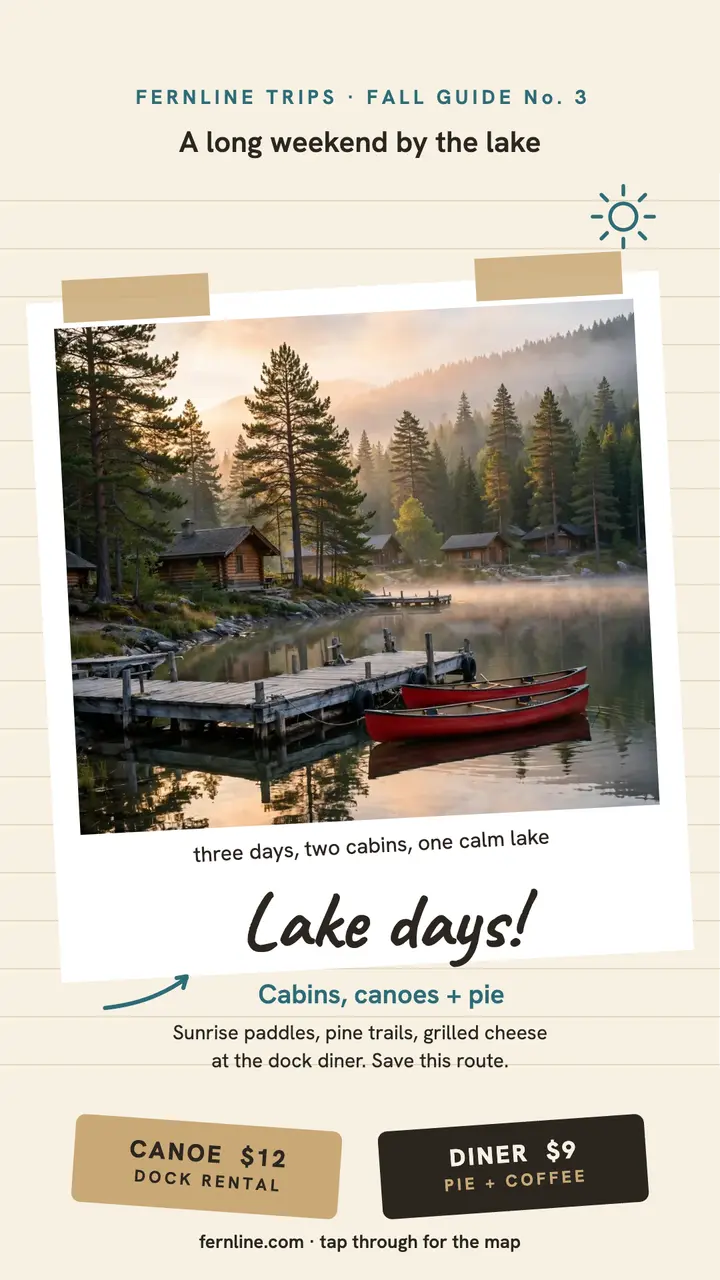 Fernline lake weekend journal story template