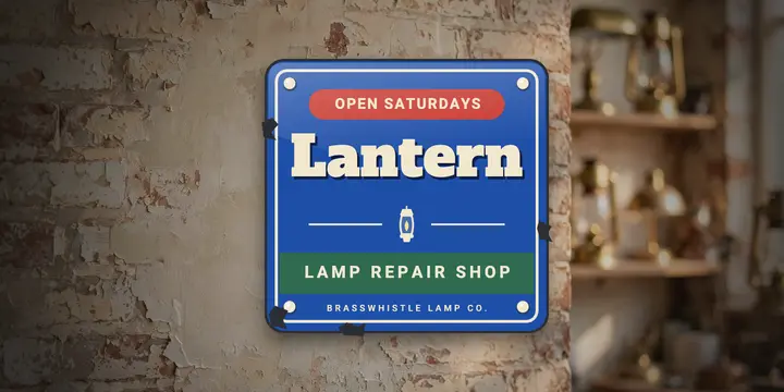 Lantern lamp repair enamel sign post template