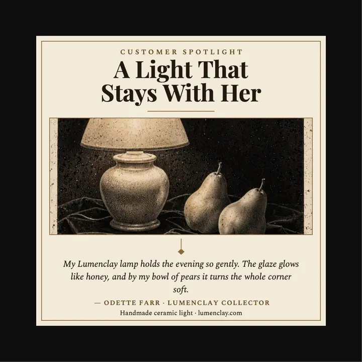 Lumenclay lamp customer spotlight review template