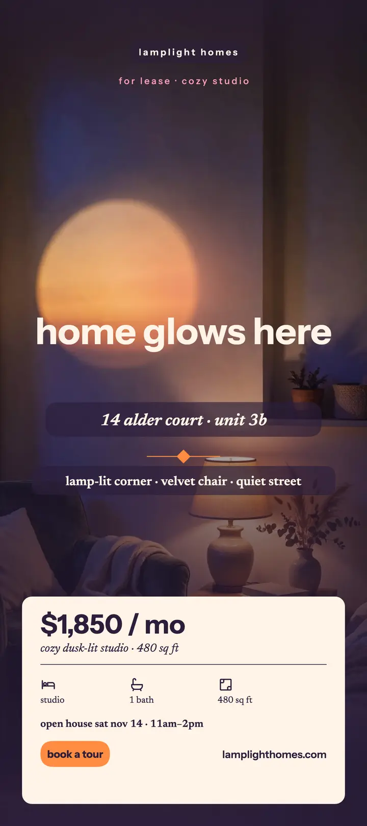 Lamplight studio listing rack card template