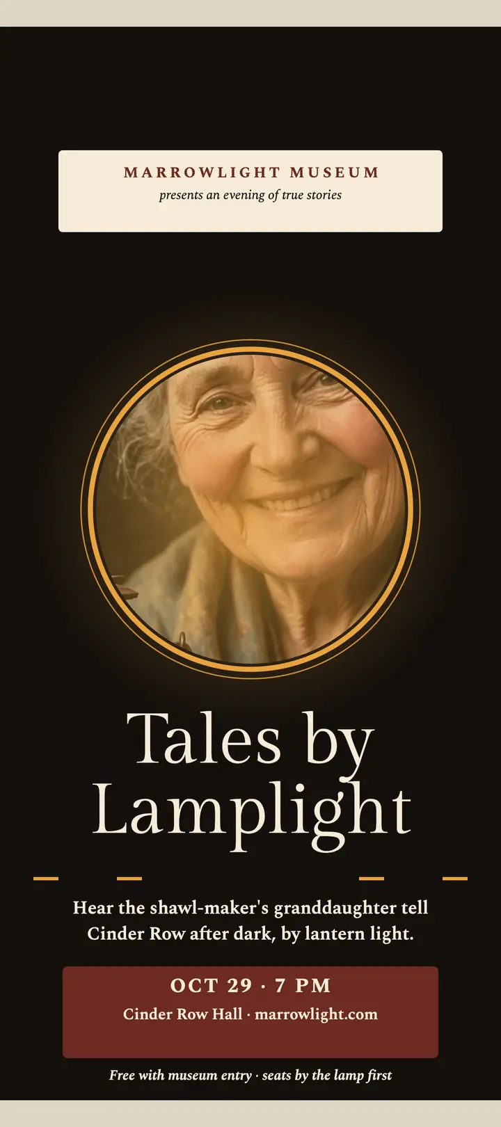 Marrowlight Tales by Lamplight rack card template