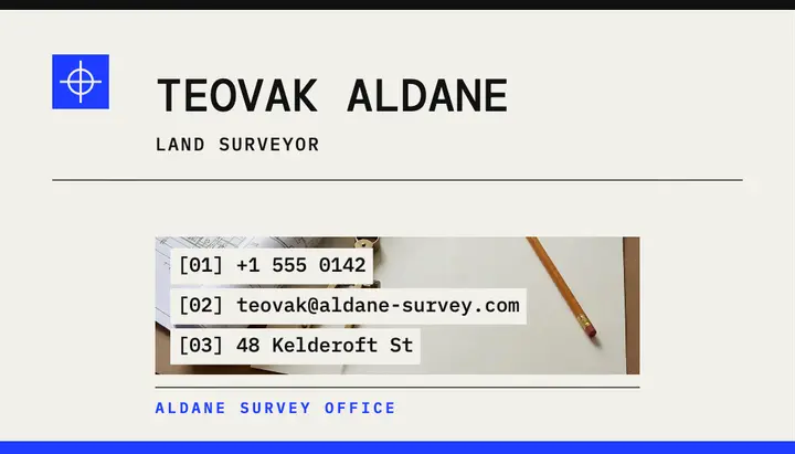 Land surveyor business card, mono editorial template