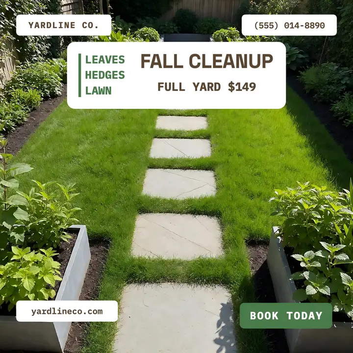 Yardline fall cleanup landscaper promo template