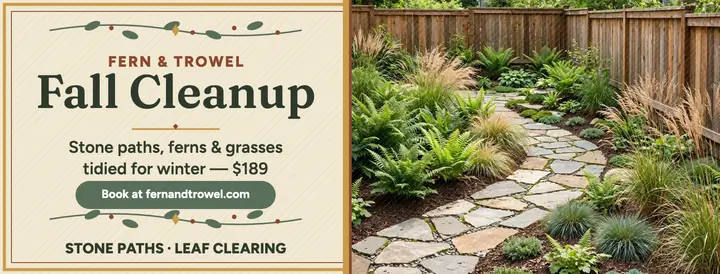 Fern and Trowel fall cleanup tapestry cover template