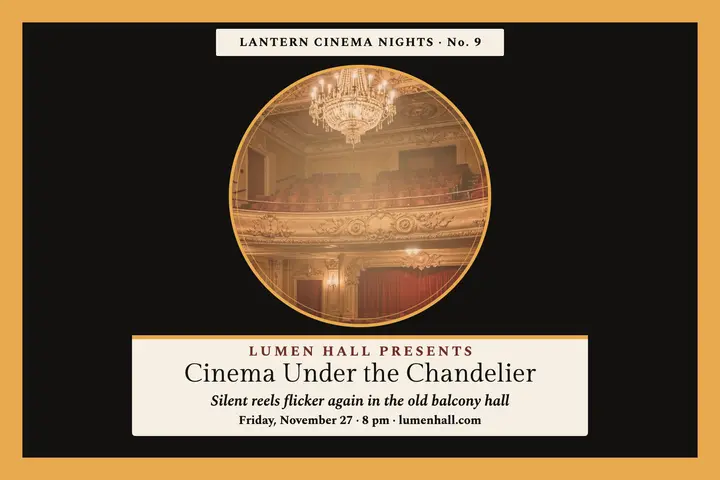 Lumen Hall cinema night lantern slide: cinema night postcard template
