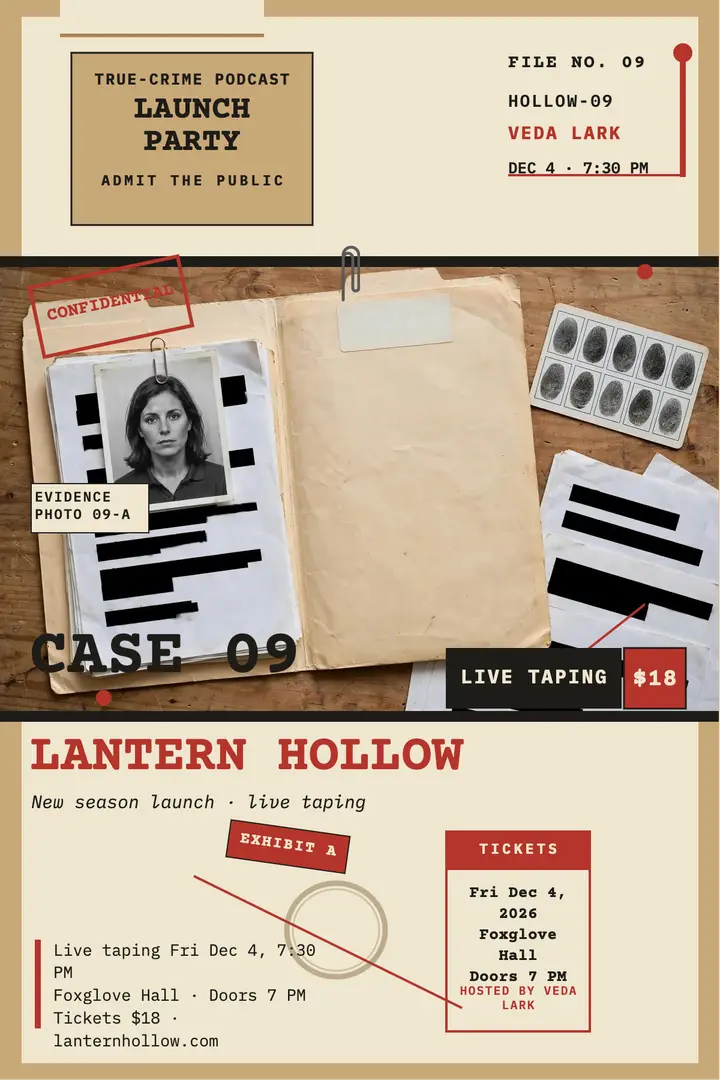 Lantern Hollow podcast launch poster template