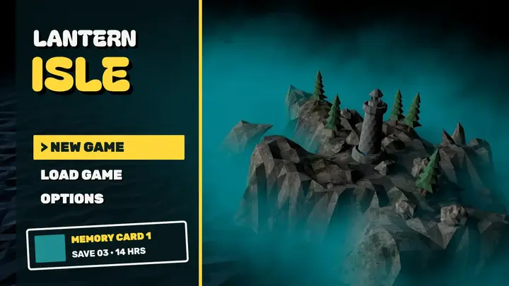 Game devlog thumbnail, low-poly PS1 menu template