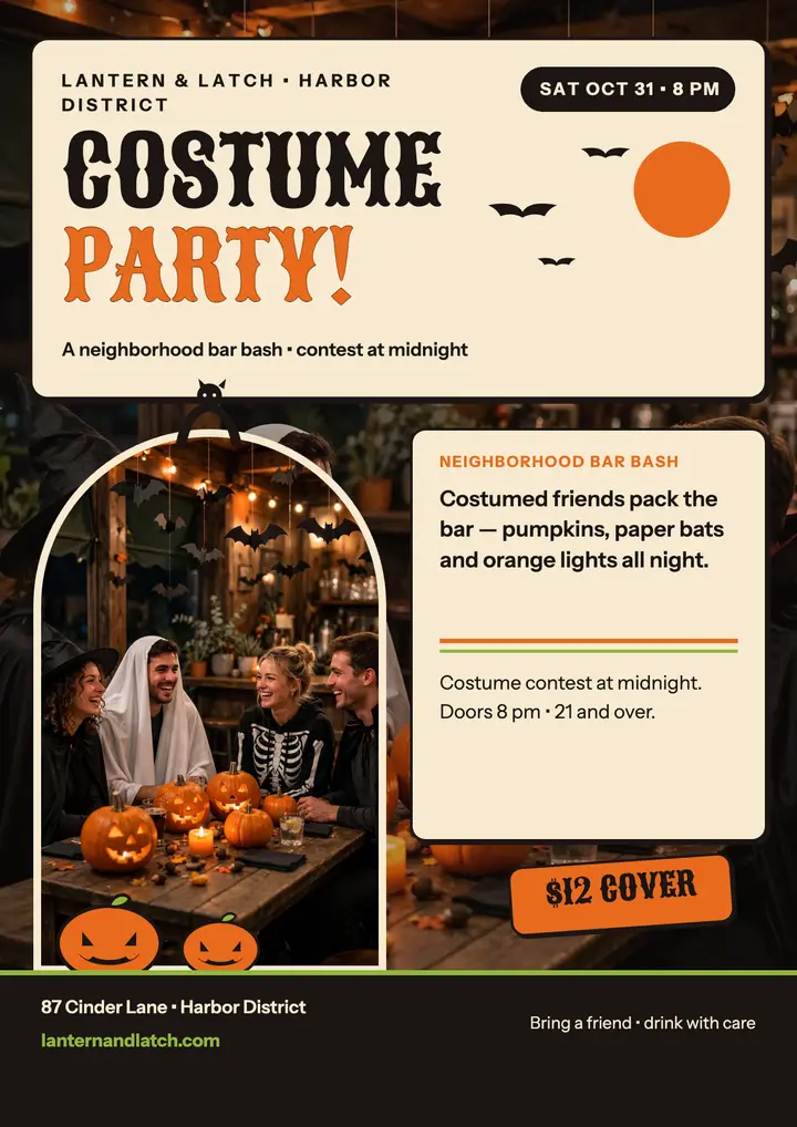 Lantern and Latch Halloween flyer template