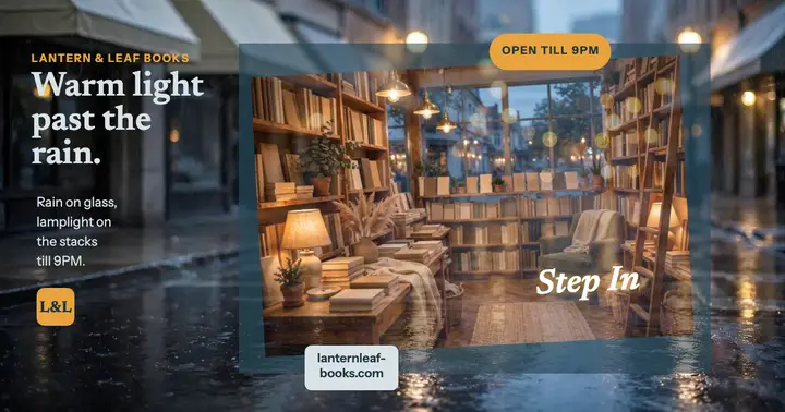 Lantern and Leaf rainy window promo template