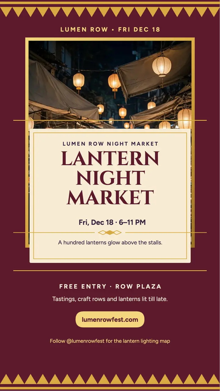 Lumen Row lantern market story template