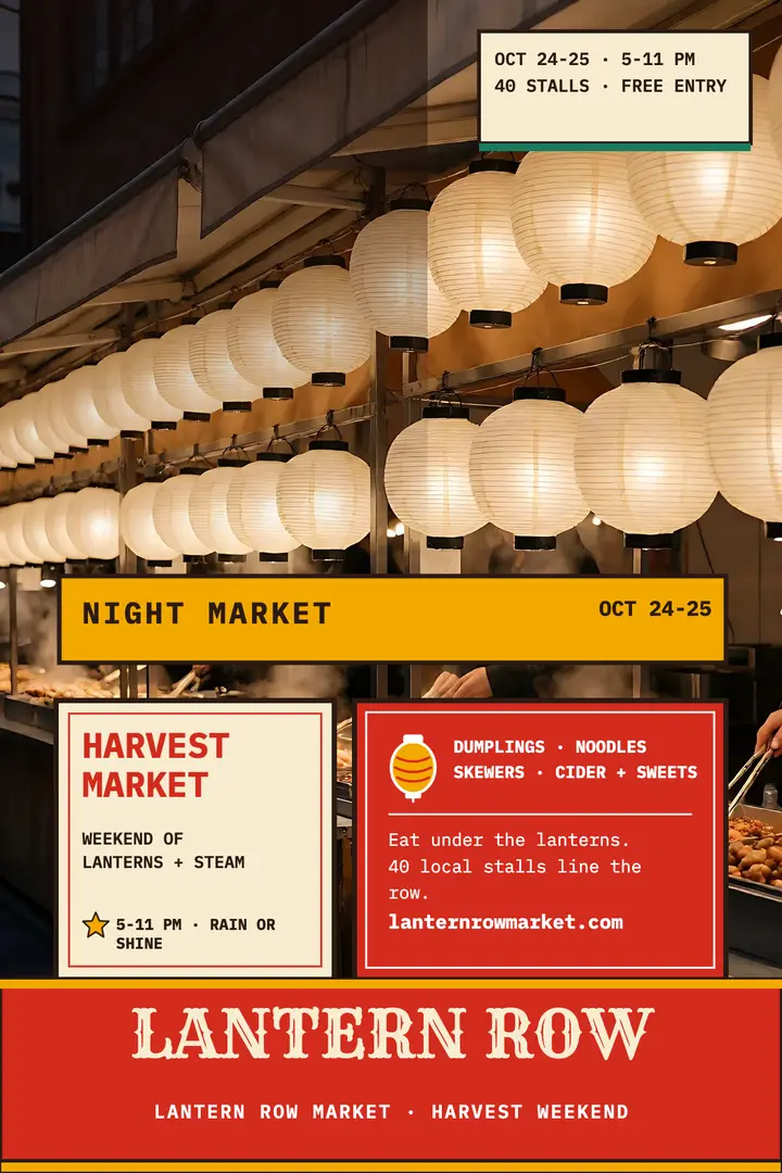 Lantern Row harvest night market poster template