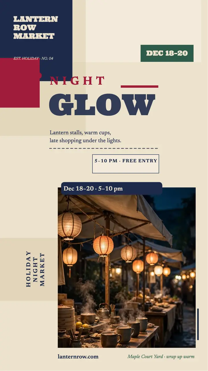 Lantern Row holiday market canvas story template