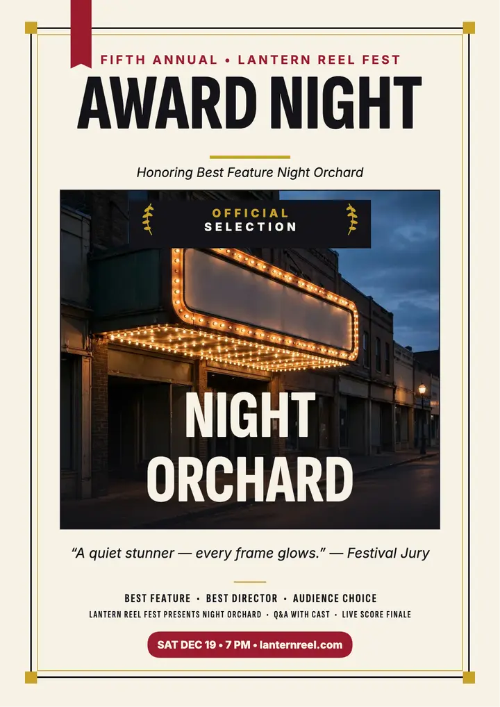 Lantern Reel Fest award night flyer template