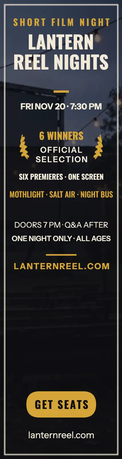 Lantern Reel Nights short film skyscraper: film night ad template