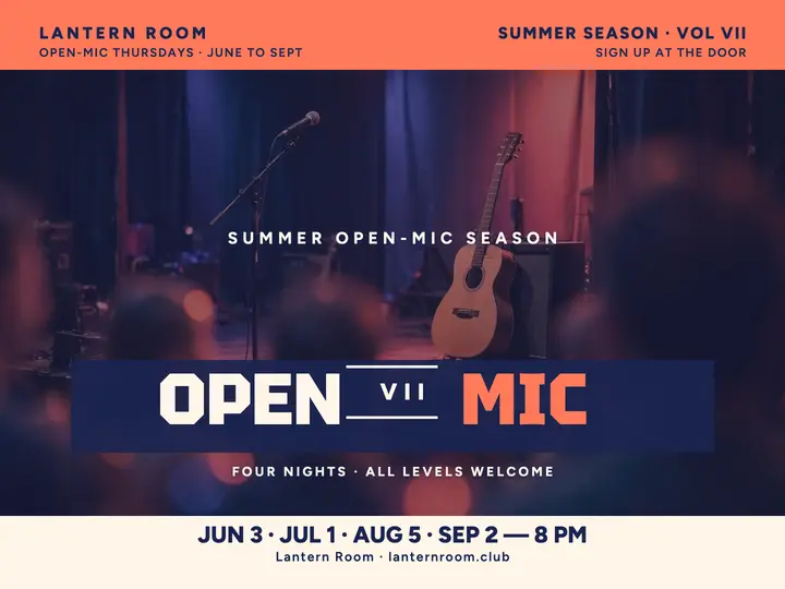 Lantern Room summer open-mic season slide template