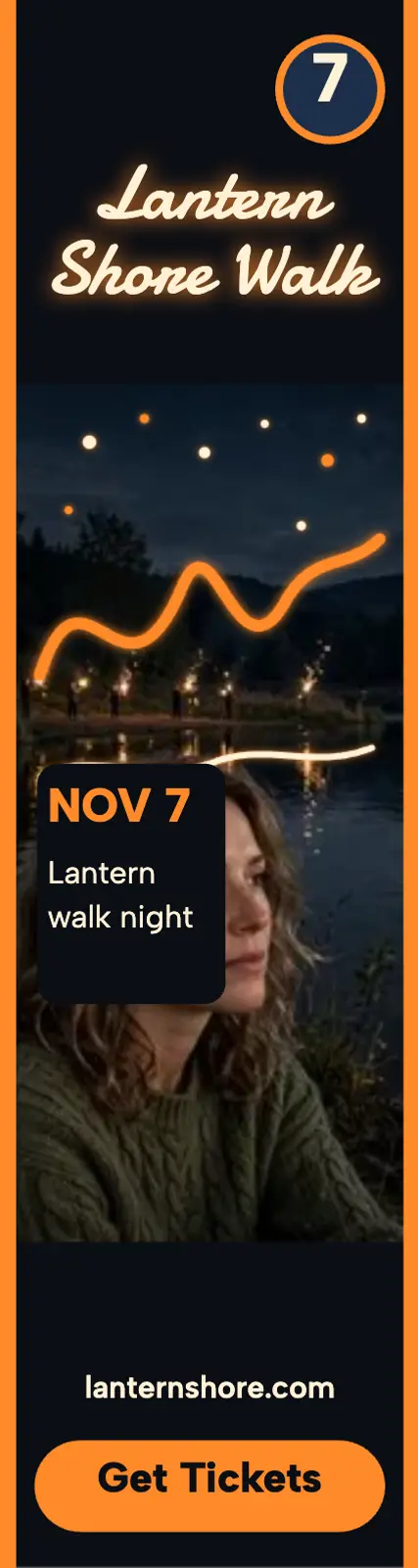 Lantern Shore Walk night ad: lantern walk ad template