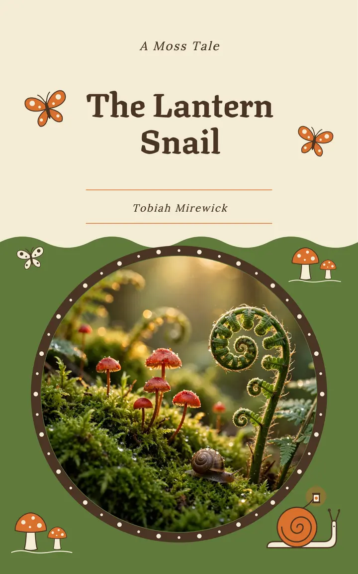 Lantern snail picture book cover, woodland whimsy template
