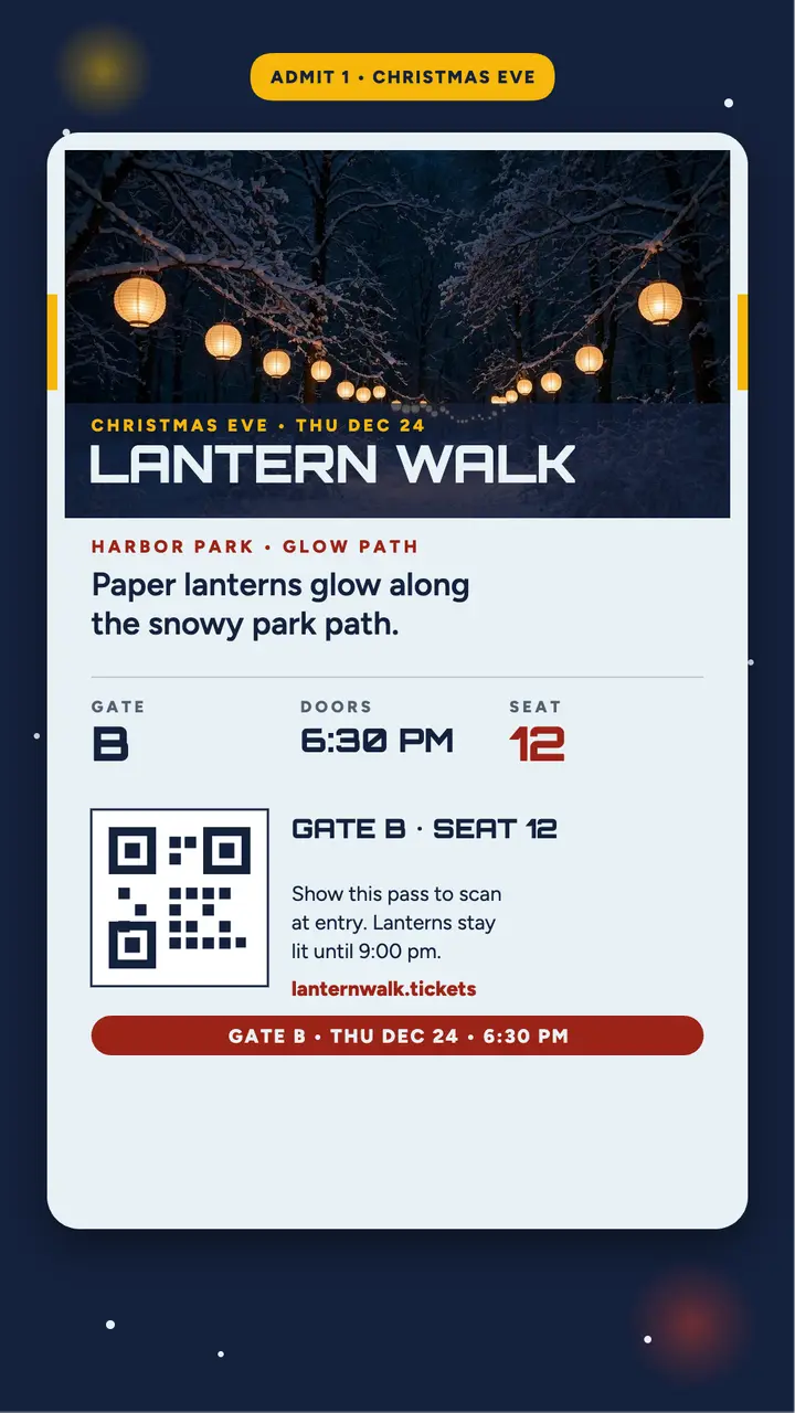 Harbor Park lantern walk Christmas pass template