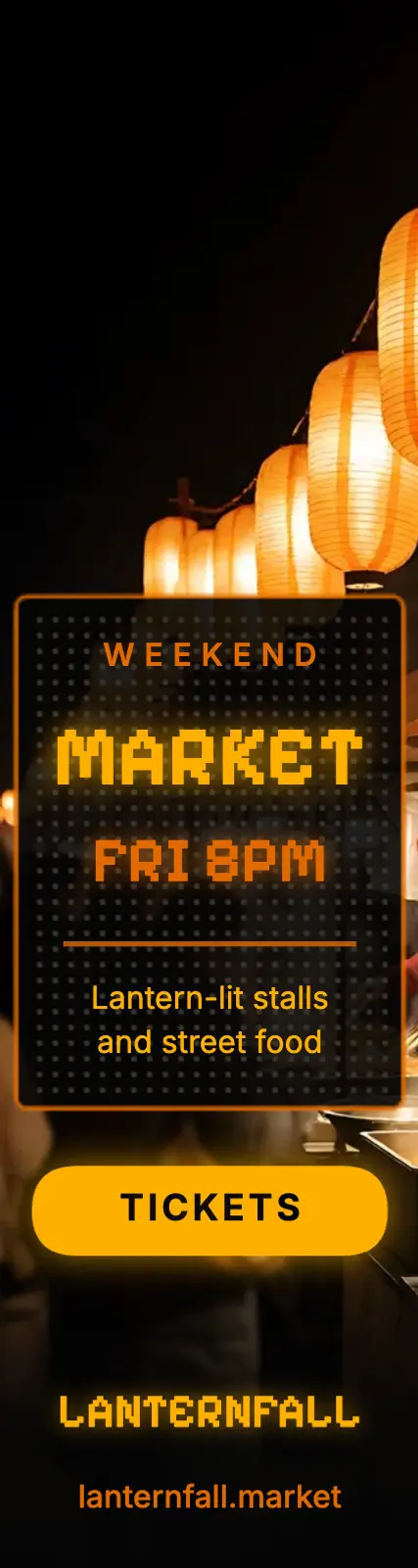 Lanternfall Night Market LED board skyscraper ad: night market ad template