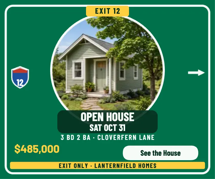 Lanternfield open house guide sign ad template