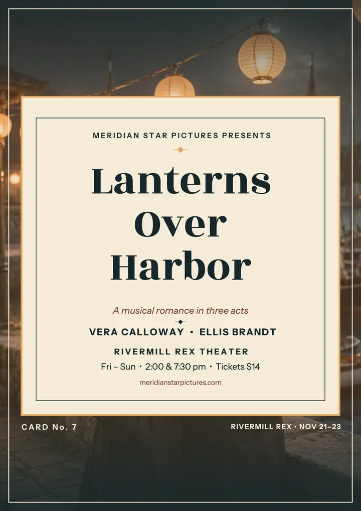 Lanterns Over Harbor lobby card flyer template