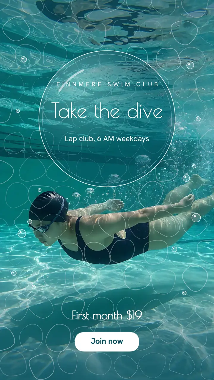 Lap swim club underwater story template