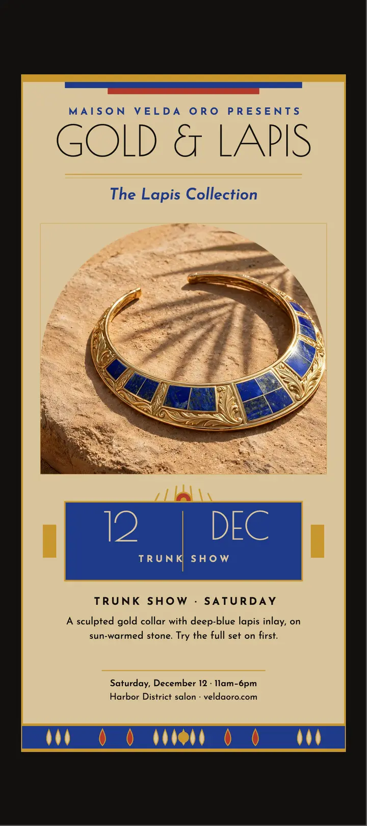Velda Oro lapis gold launch rack card template