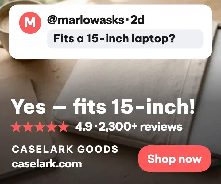 Caselark laptop sleeve fit FAQ reply ad template