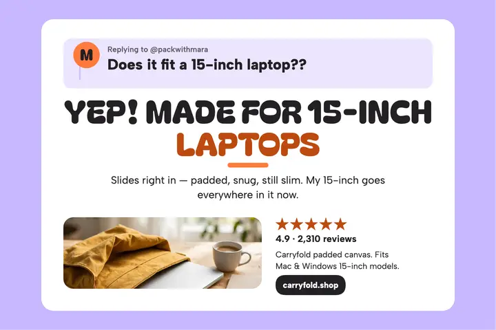 Carryfold 15-inch sleeve review reply template